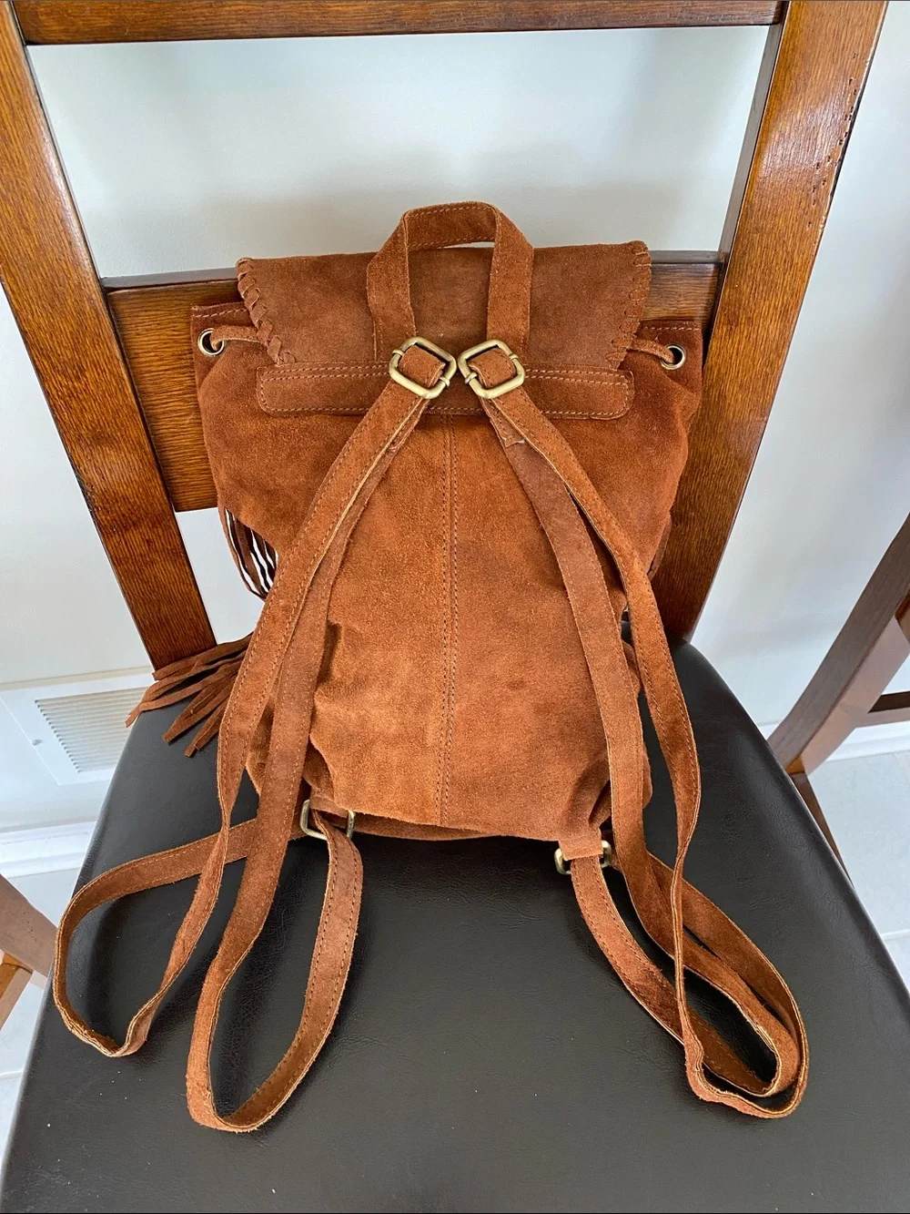 Sorpresa! Suede Fringe Rucksack Backpack Cowboy Ranch Western Genuine Leather